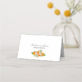 Sinaasappel en roze bloemenbruiloft plaatskaartje (Achterkant)