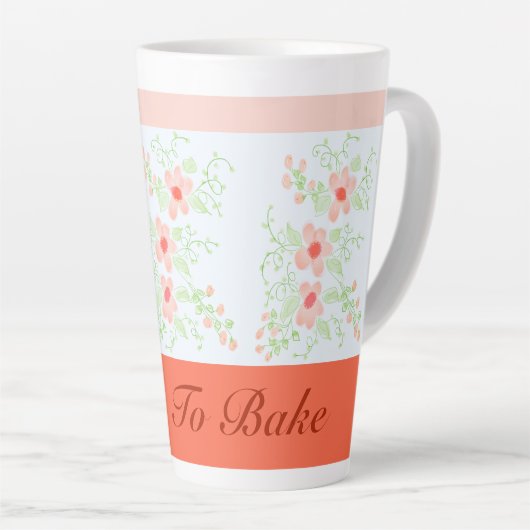 Sinaasappel en roze bloemig stijlvol latte mok (Rechterhoek)