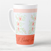 Sinaasappel en roze bloemig stijlvol latte mok (Linkerhoek)