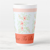 Sinaasappel en roze bloemig stijlvol latte mok (Voorkant)