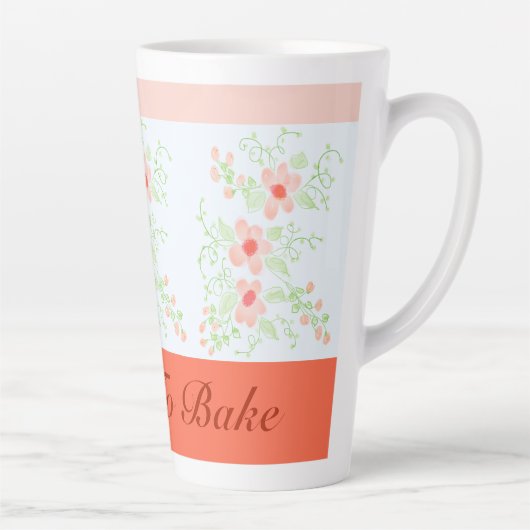 Sinaasappel en roze bloemig stijlvol latte mok (Rechts)