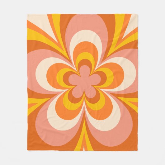 Sinaasappel en roze bloesem esthetische groovy pat fleece deken (Voorkant)