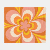 Sinaasappel en roze bloesem esthetische groovy pat fleece deken (Voorkant (Horizontaal))
