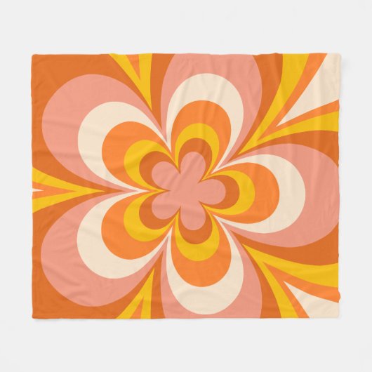Sinaasappel en roze bloesem esthetische groovy pat fleece deken (Voorkant (Horizontaal))