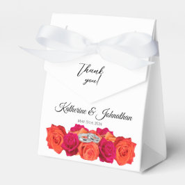 Sinaasappel en roze-bloesems-bruiloft dank u- bedankdoosjes