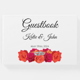 Sinaasappel en roze-bloesems en Brilliance-Wedding Gastenboek