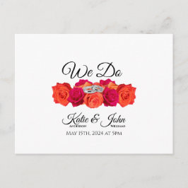 Sinaasappel en roze-bloesems en schittering- RSVP- Uitnodiging Briefkaart
