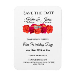 Sinaasappel en roze-bloesems-Save de datum- Magneet