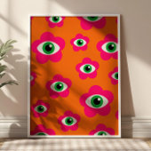 Sinaasappel en Roze BOHO Evil Eyes Poster