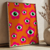 Sinaasappel en Roze BOHO Evil Eyes Poster