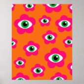 Sinaasappel en Roze BOHO Evil Eyes Poster (Voorkant)
