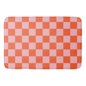 Sinaasappel en Roze Checkerboard Patroon Badmat (Voorkant)