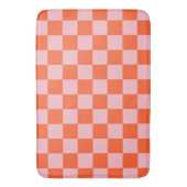 Sinaasappel en Roze Checkerboard Patroon Badmat (Voorkant Verticaal)