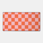 Sinaasappel en Roze Checkerboard Patroon Bureaumat (Voorkant)