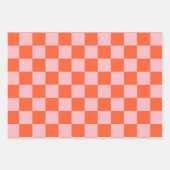 Sinaasappel en Roze Checkerboard Patroon Inpakpapier Vel (Voorkant 2)