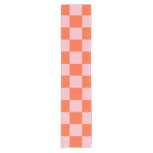 Sinaasappel en Roze Checkerboard Patroon Korte Tafelloper (Voorkant)