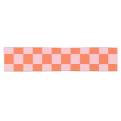 Sinaasappel en Roze Checkerboard Patroon Korte Tafelloper (Horizontaal)