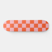 Sinaasappel en Roze Checkerboard Patroon Persoonlijk Skateboard (Horizontaal)