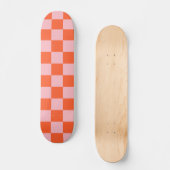 Sinaasappel en Roze Checkerboard Patroon Persoonlijk Skateboard (Voorkant)