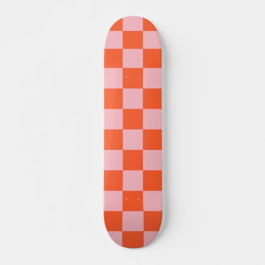 Sinaasappel en Roze Checkerboard Patroon Persoonlijk Skateboard (Voorkant)