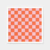 Sinaasappel en Roze Checkerboard Patroon Servet (Voorkant)