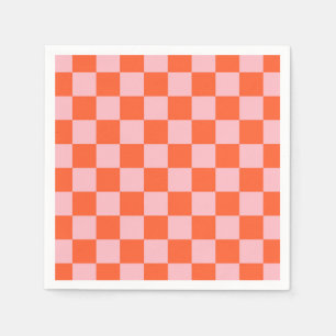 Sinaasappel en Roze Checkerboard Patroon Servet
