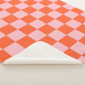 Sinaasappel en Roze Checkerboard Patroon Sherpa Deken (3/4)