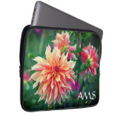 Sinaasappel en roze Dahlia BloedInitialen Laptop Sleeve (Voorkant Rechts)