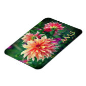 Sinaasappel en roze Dahlia BloedInitialen Magneet (Linkerzijde)