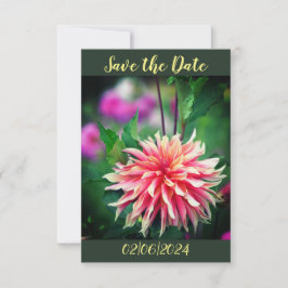Sinaasappel en Roze Dahlia Bloem Bewaar de Datum Save The Date