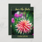 Sinaasappel en Roze Dahlia Flower Bewaar de datum Save The Date (Voorkant / Achterkant)