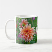 Sinaasappel en Roze Dahlia Flower Monogram Coffee  Koffiemok (Links)