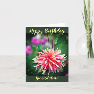 Sinaasappel en Roze Dahlia Flower Persoonlijke Ver Aankondiging