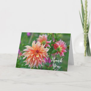 Sinaasappel en Roze Dahlia Flower Verjaardag Dank Kaart