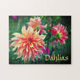 Sinaasappel en Roze Dahlia Flowers Legpuzzel