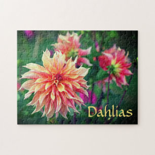 Sinaasappel en Roze Dahlia Flowers Legpuzzel