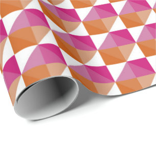 Sinaasappel en roze dambord cadeaupapier