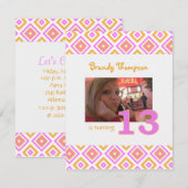 Sinaasappel en roze diamant: 13e uitnodiging (Voorkant / Achterkant)