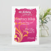 Sinaasappel en Roze Draai 40e Verjaardagsfeestje Kaart (Staand voorkant)
