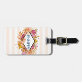 Sinaasappel en roze Floral Bouquet met diamant Lij Bagagelabel (Voorkant horizontaal)