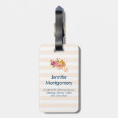 Sinaasappel en roze Floral Bouquet met diamant Lij Bagagelabel (Achterkant verticaal)