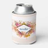 Sinaasappel en roze Floral Bouquet met diamant Lij Blikjeskoeler (Blikje Voorkant)