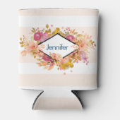 Sinaasappel en roze Floral Bouquet met diamant Lij Blikjeskoeler (Voorkant)