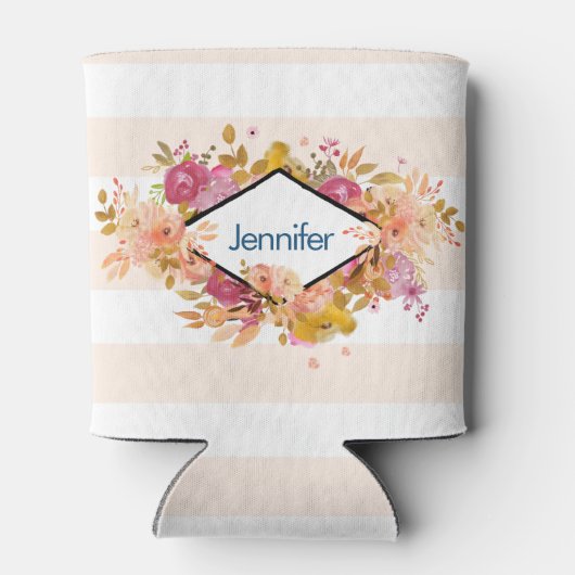 Sinaasappel en roze Floral Bouquet met diamant Lij Blikjeskoeler (Achterkant)