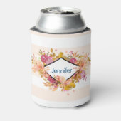 Sinaasappel en roze Floral Bouquet met diamant Lij Blikjeskoeler (Blikje Achterkant)