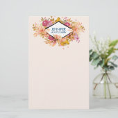 Sinaasappel en roze Floral Bouquet met diamant Lij Briefpapier (Staand voorkant)