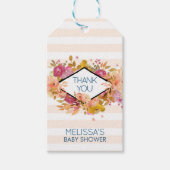 Sinaasappel en roze Floral Bouquet met diamant Lij Cadeaulabel (Voorkant)