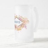 Sinaasappel en roze Floral Bouquet met diamant Lij Matglas Bierpul (Voorkant rechts)