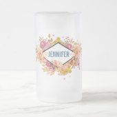 Sinaasappel en roze Floral Bouquet met diamant Lij Matglas Bierpul (Center)