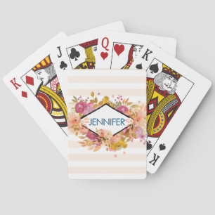Sinaasappel en roze Floral Bouquet met diamant Lij Pokerkaarten